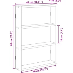 vidaXL Wandschap 43x9x60 cm bewerkt hout grijs sonoma eikenkleurig