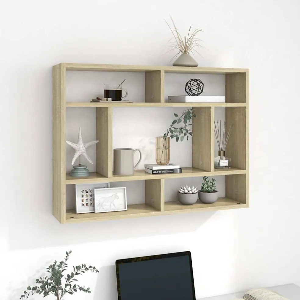 vidaXL Wandschap 75x16x55 cm bewerkt hout sonoma eikenkleurig