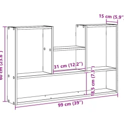 vidaXL Wandschap 99x15x60 cm bewerkt hout betongrijs