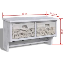 vidaXL Wandschap 60x23,5x33 cm paulowniahout wit