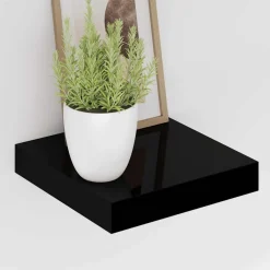 vidaXL Wandschap zwevend 23x23,5x3,8 cm MDF hoogglans zwart