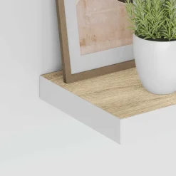 vidaXL Wandschap zwevend 23x23,5x3,8 cm MDF eikenkleurig en wit