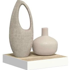 vidaXL Wandschap zwevend 23x23,5x3,8 cm MDF eikenkleurig en wit