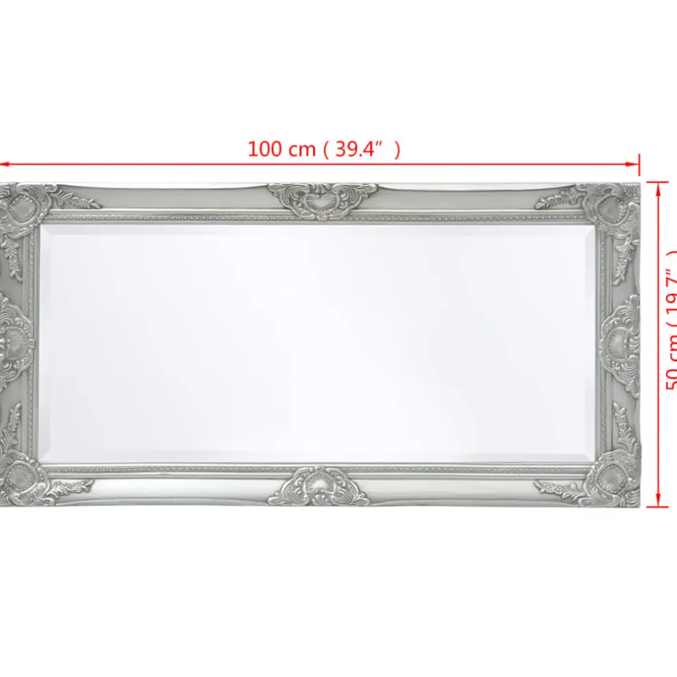 vidaXL Wandspiegel Barok 100 x 50 cm zilver