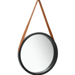 vidaXL Wandspiegel met band 40 cm zwart