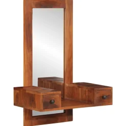 vidaXL Wandspiegel met lades 60x33x90 cm massief acaciahout