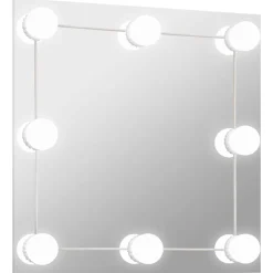 vidaXL Wandspiegel met LED-lampen vierkant glas