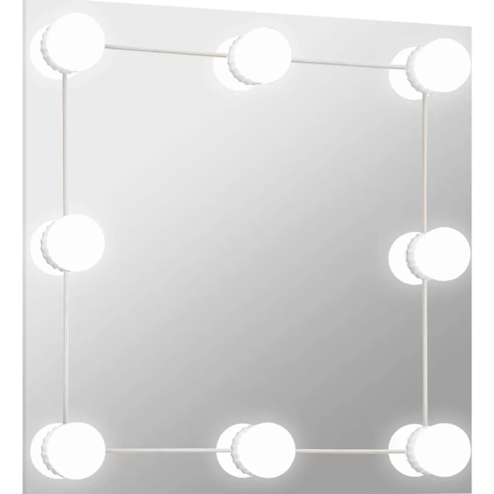 vidaXL Wandspiegel met LED-lampen vierkant glas