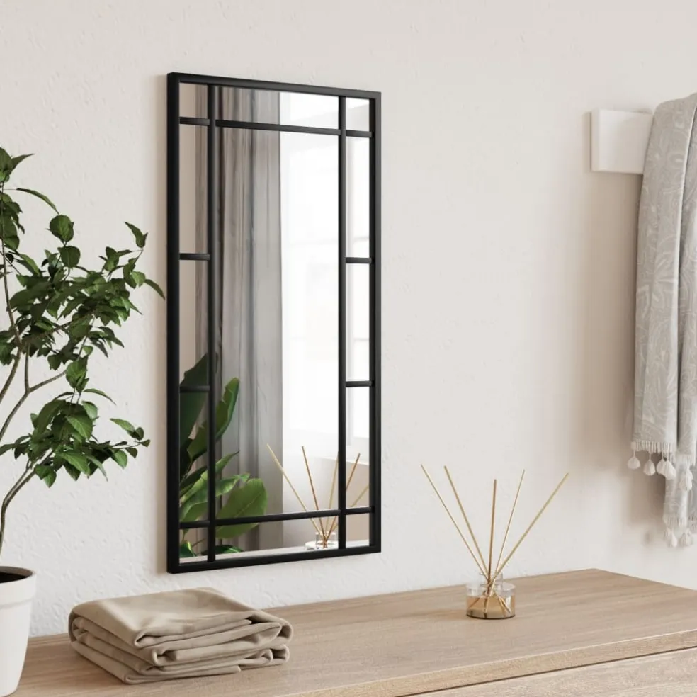 vidaXL Wandspiegel rechthoekig 30x60 cm ijzer zwart