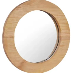 vidaXL Wandspiegel rond 40 cm teakhout