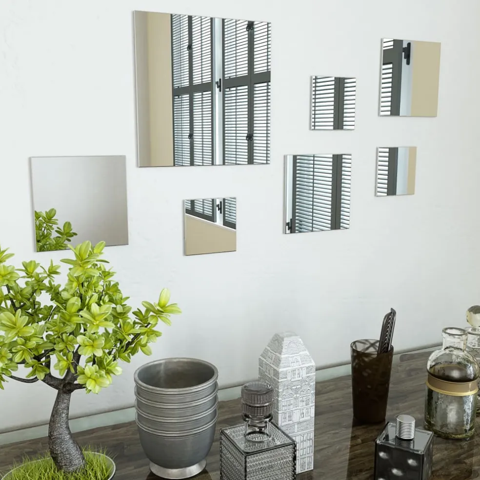 vidaXL Wandspiegels vierkant glas 7 st