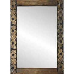 vidaXL wandspiegel Walnoot Bruin 70 x 50 cm Bewerkt hout en glas