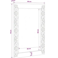 vidaXL wandspiegel Wit 70 x 50 cm Massief Mango Hout Rechthoekig