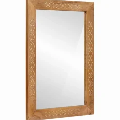 vidaXL wandspiegel 70 x 50 cm Bewerkt hout en glas Rechthoekig