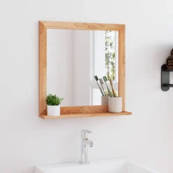 vidaXL Wandspiegel 55x55 cm massief walnotenhout