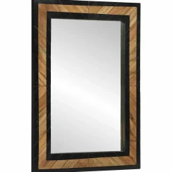 vidaXL Wandspiegel Zwart en Bruin 70 x 2 x 70 cm Massief Acaciahout