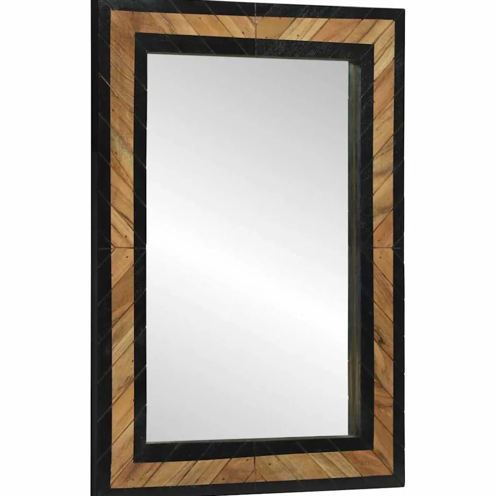 vidaXL Wandspiegel Zwart en Bruin 70 x 2 x 70 cm Massief Acaciahout