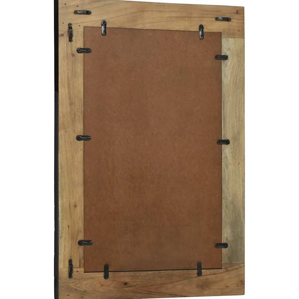 vidaXL Wandspiegel Zwart en Bruin 70 x 2 x 70 cm Massief Acaciahout