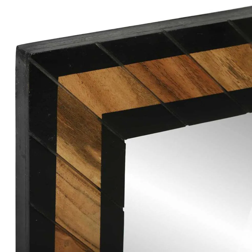 vidaXL Wandspiegel Zwart en Bruin 70 x 2 x 70 cm Massief Acaciahout