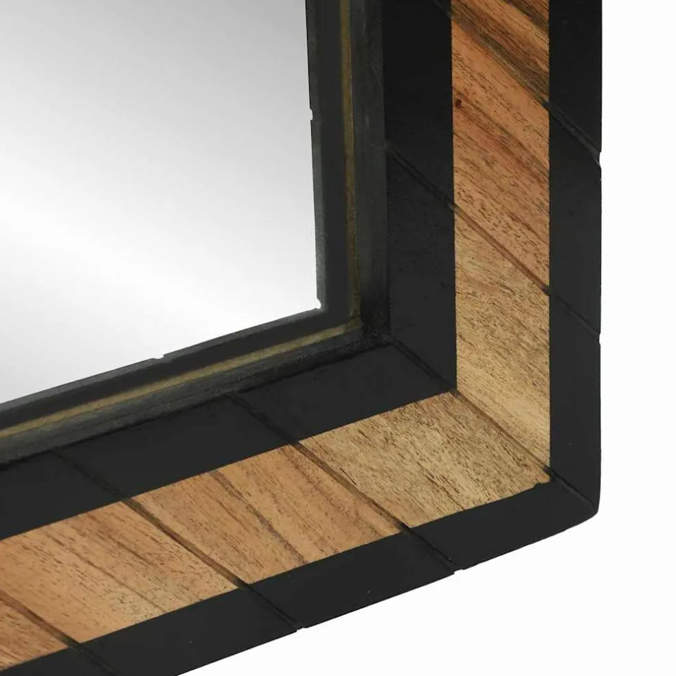 vidaXL Wandspiegel Zwart en Bruin 70 x 2 x 70 cm Massief Acaciahout