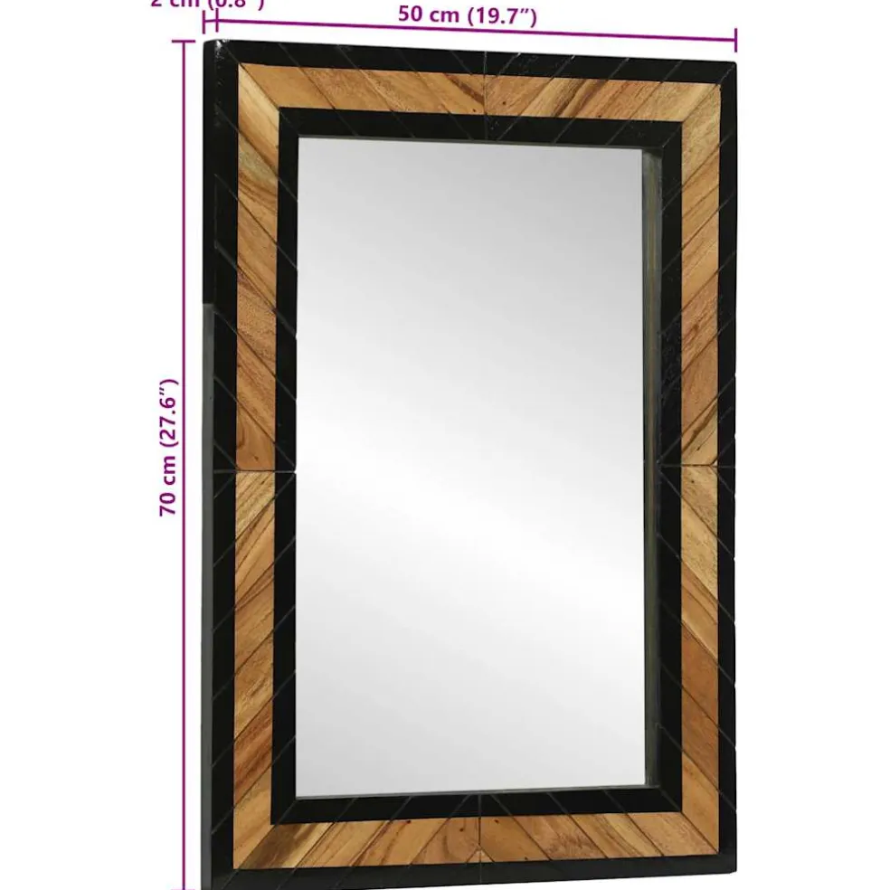 vidaXL Wandspiegel Zwart en Bruin 70 x 2 x 70 cm Massief Acaciahout