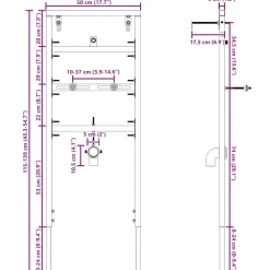 vidaXL Wandsteun voor urinaalsysteem Blauw 50 x 3 x 112 cm