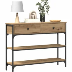 vidaXL Wandtafel Artisan Eiken 100 x 25 x 75 cm Bewerkt hout