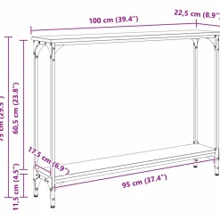 vidaXL Wandtafel Artisan Eiken 100 x 22,5 x 75 cm Bewerkt hout