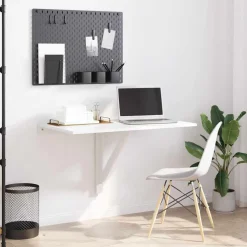 vidaXL Wandtafel inklapbaar 100x60x56 cm bewerkt hout hoogglans wit