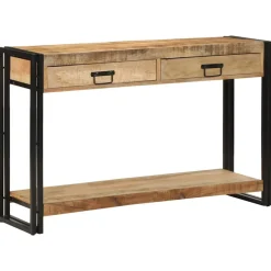 vidaXL Wandtafel met lade Bruin 120 x 33 x 75 cm Massief Mango Hout