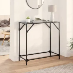 vidaXL Wandtafel met zwart glazen blad 80x35x81 cm staal