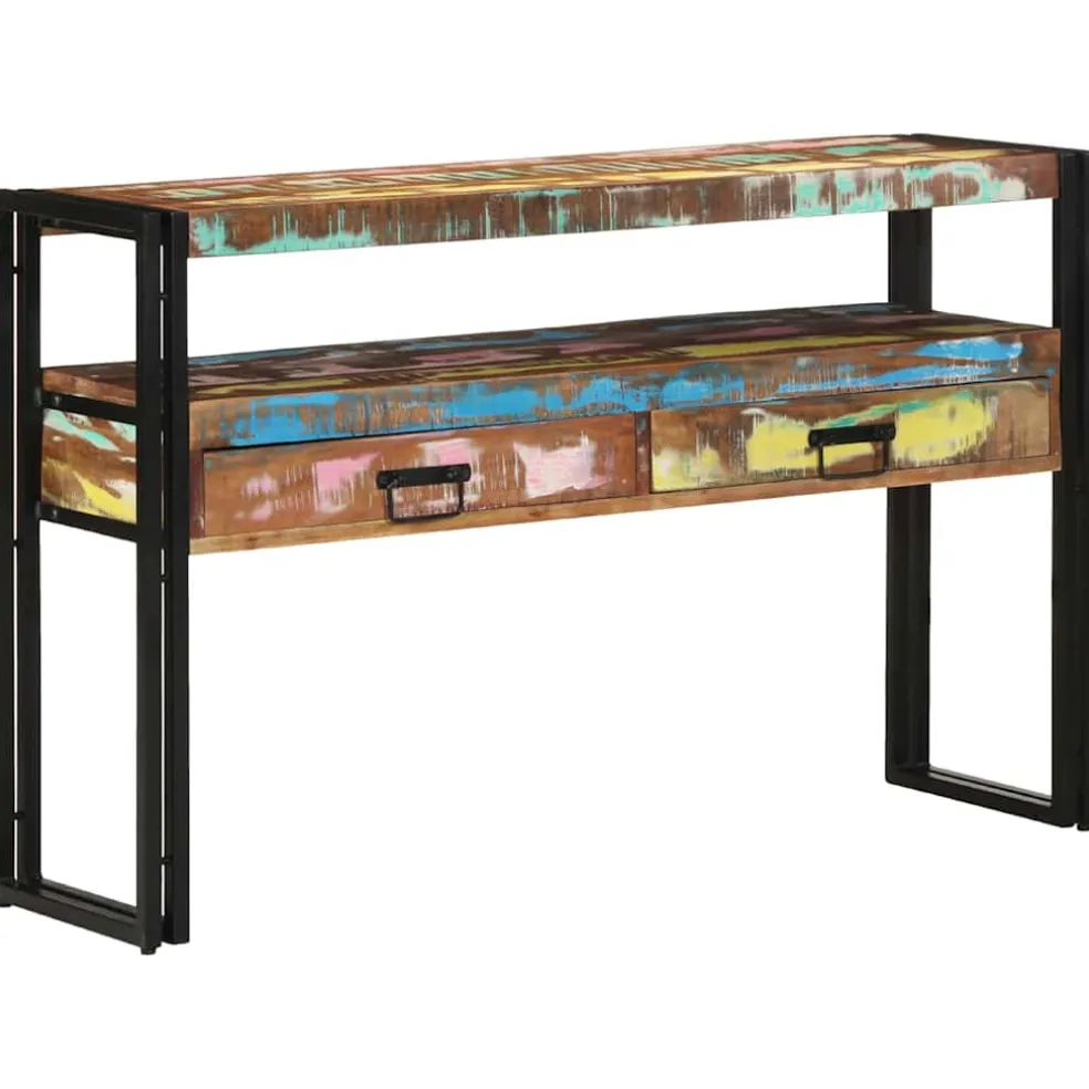 vidaXL Wandtafel Multikleur 120 x 33 x 75 cm Massief Gerecycled Hout