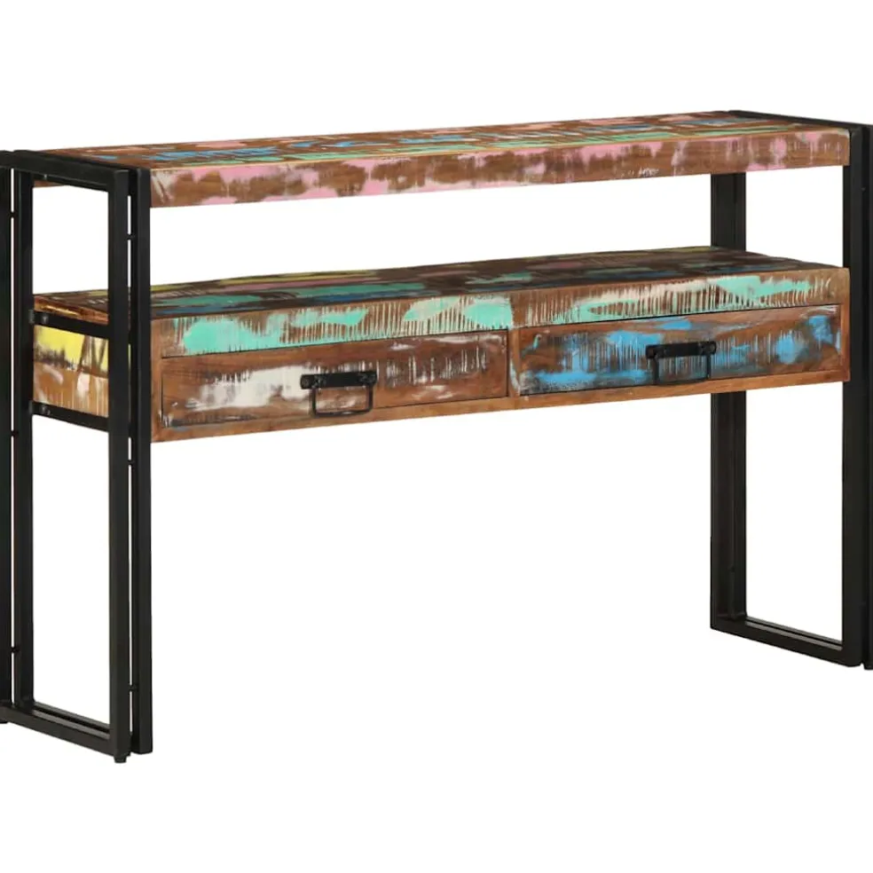 vidaXL Wandtafel Multikleur 120 x 33 x 75 cm Massief Gerecycled Hout