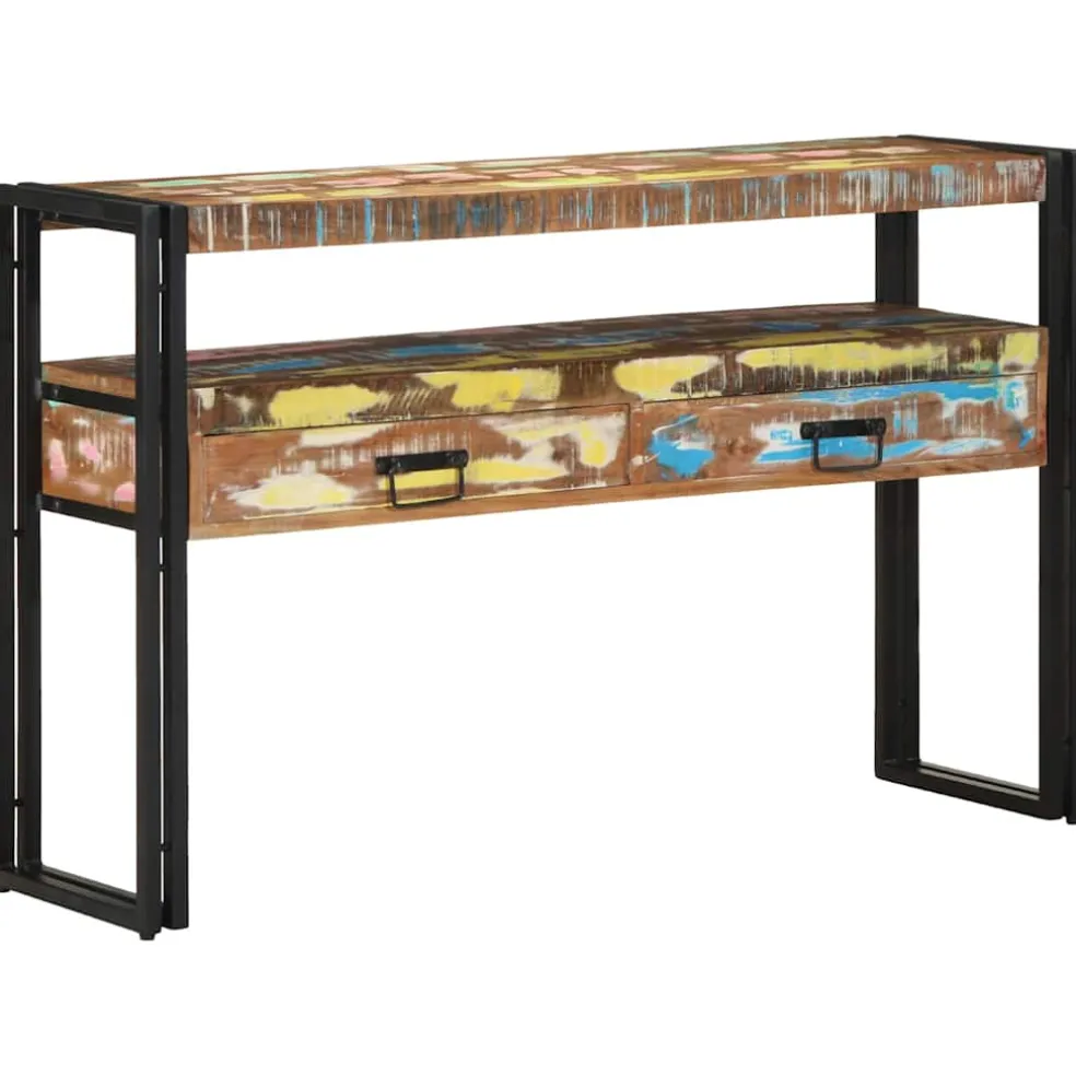 vidaXL Wandtafel Multikleur 120 x 33 x 75 cm Massief Gerecycled Hout