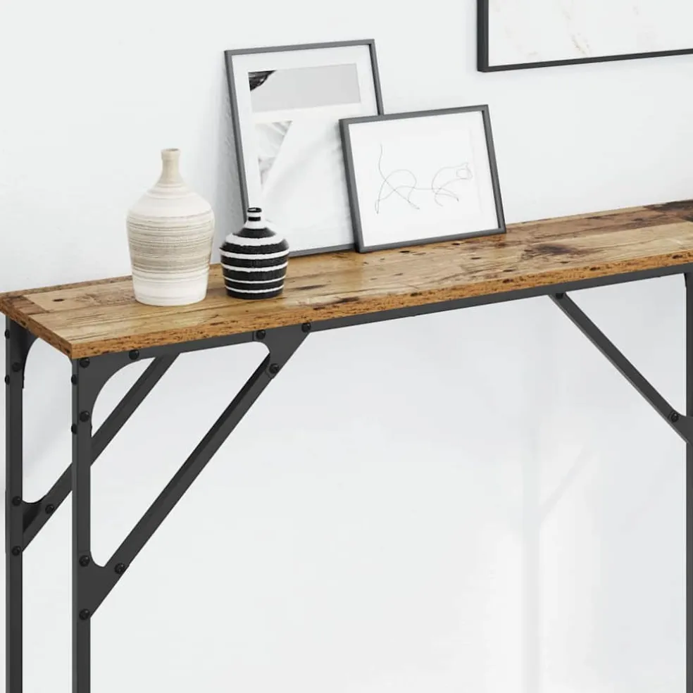 vidaXL Wandtafel Oud Hout 180 x 23 x 75 cm Gelaagd hout en metaal