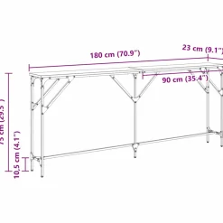 vidaXL Wandtafel Oud Hout 180 x 23 x 75 cm Gelaagd hout en metaal