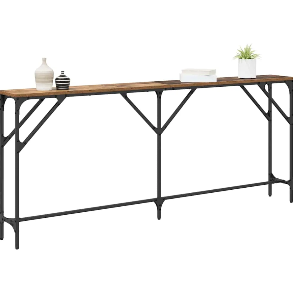 vidaXL Wandtafel Oud Hout 180 x 23 x 75 cm Gelaagd hout en metaal