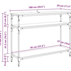 vidaXL Wandtafel Oud Hout 100 x 29 x 75 cm Bewerkt hout