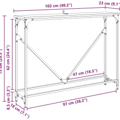 vidaXL Wandtafel Oud Hout 102 x 23 x 75 cm Bewerkt hout