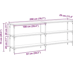 vidaXL Wandtafel Oud Hout 200 x 29 x 75 cm Geperst Hout en Metaal