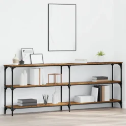 vidaXL Wandtafel Oud Hout 200 x 29 x 75 cm Geperst Hout en Metaal