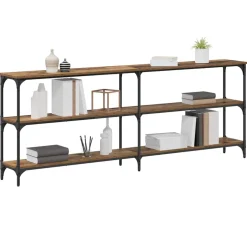 vidaXL Wandtafel Oud Hout 200 x 29 x 75 cm Geperst Hout en Metaal