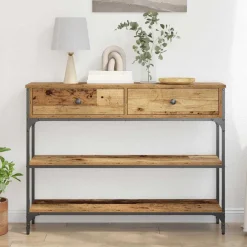 vidaXL Wandtafel Oudhout 100 x 25 x 75 cm Bewerkt hout