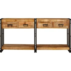 vidaXL Wandtafels 2 st Bruin 161 x 33 x 75 cm Massief Mango Hout