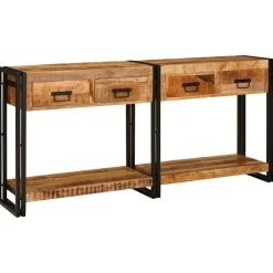 vidaXL Wandtafels 2 st Bruin 161 x 33 x 75 cm Massief Mango Hout