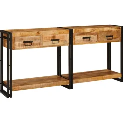 vidaXL Wandtafels 2 st Bruin 161 x 33 x 75 cm Massief Mango Hout