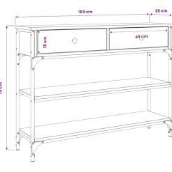 vidaXL Wandtafel 100x25x75 cm bewerkt hout sonoma eikenkleurig