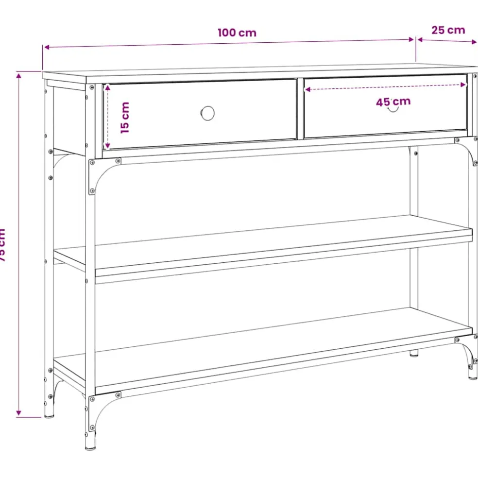 vidaXL Wandtafel 100x25x75 cm bewerkt hout sonoma eikenkleurig