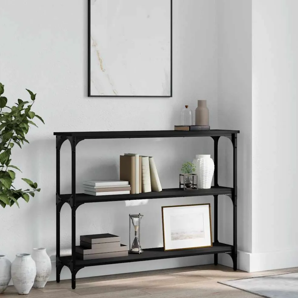 vidaXL Wandtafel 100x22,5x75 cm bewerkt hout zwart