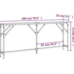 vidaXL Wandtafel 180x23x75 cm bewerkt hout gerookt eikenkleurig